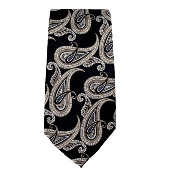 NWT Michael Kors Tie Silk Black Pandora Paisley Mens - Picture 1 of 4